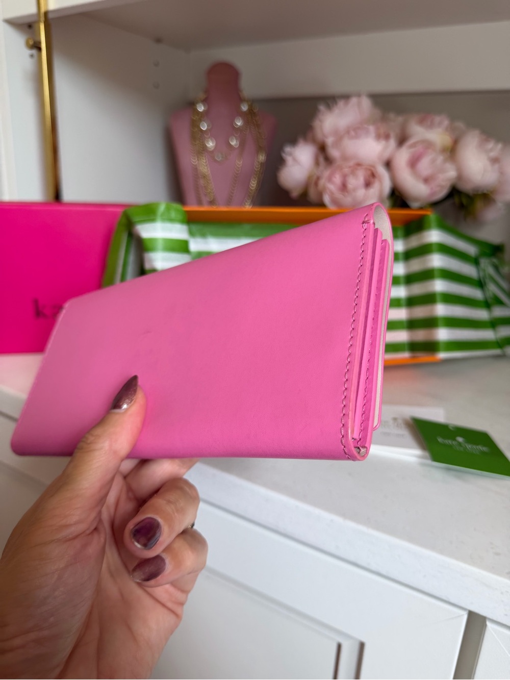 kate spade gift boxed like new Cameron St Lacey Pink Leather Continental Wallet - Picture 6 of 14